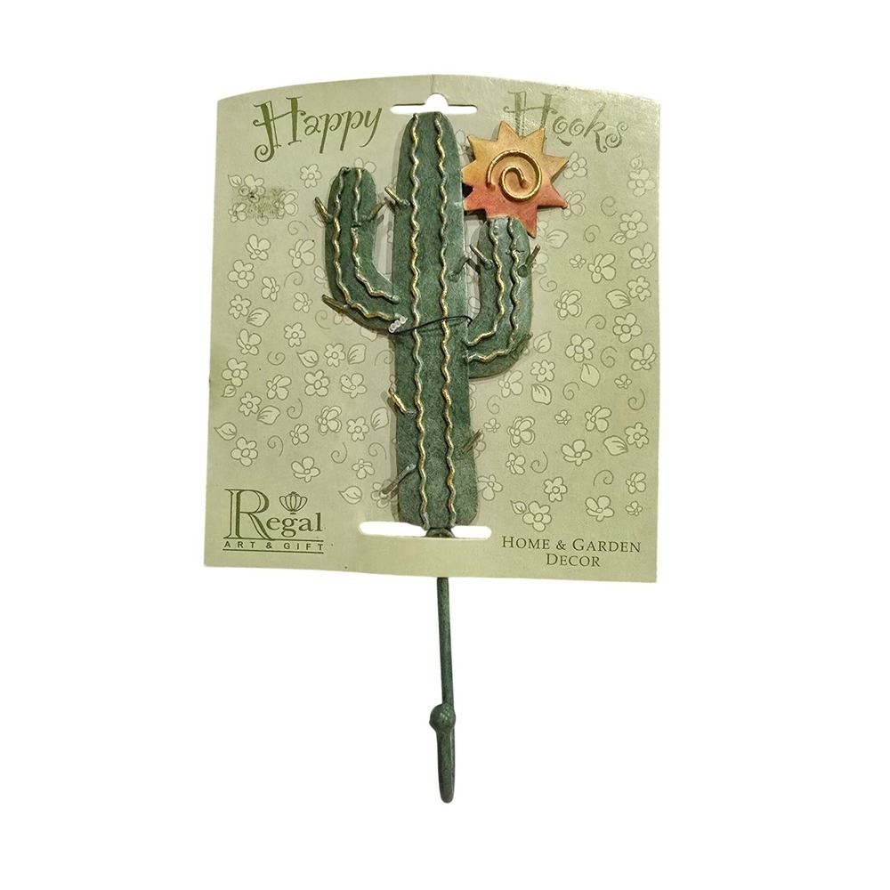 Regal Art & Gift Cactus Happy Hook Metal Wall Decor Saguaro Sun Green F118 NEW